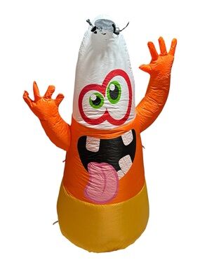 Gemmy Halloween 5’ Big Crazy Eye & Mouth Candy Corn Airblown Inflatable w/Box